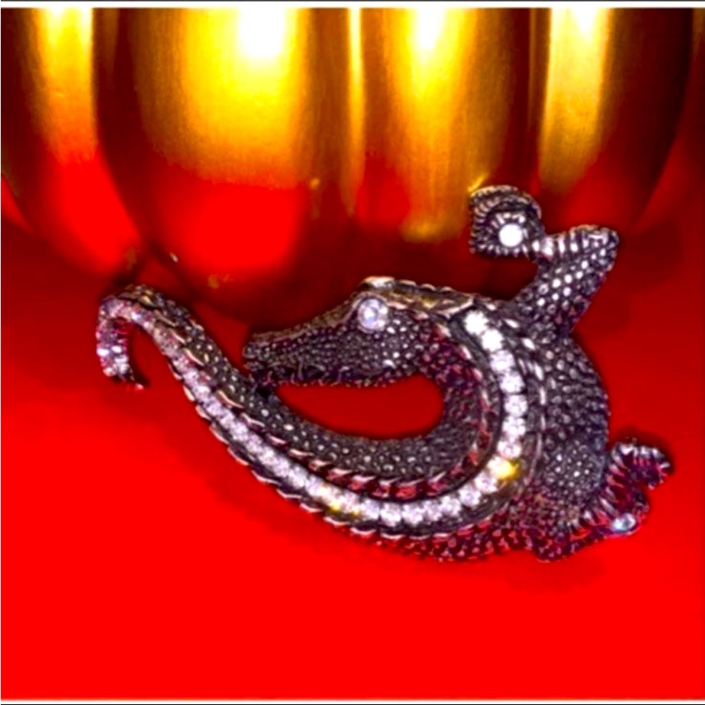 Elliot Rhodes Crystals Encrusted Alligator Buckle - 
Bling. Made In Italy
